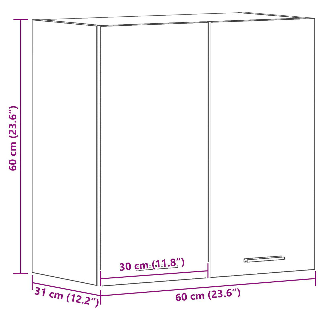 Black Oak Hanging Cabinet 60X31X60 Cm Made Of Engineered Wood