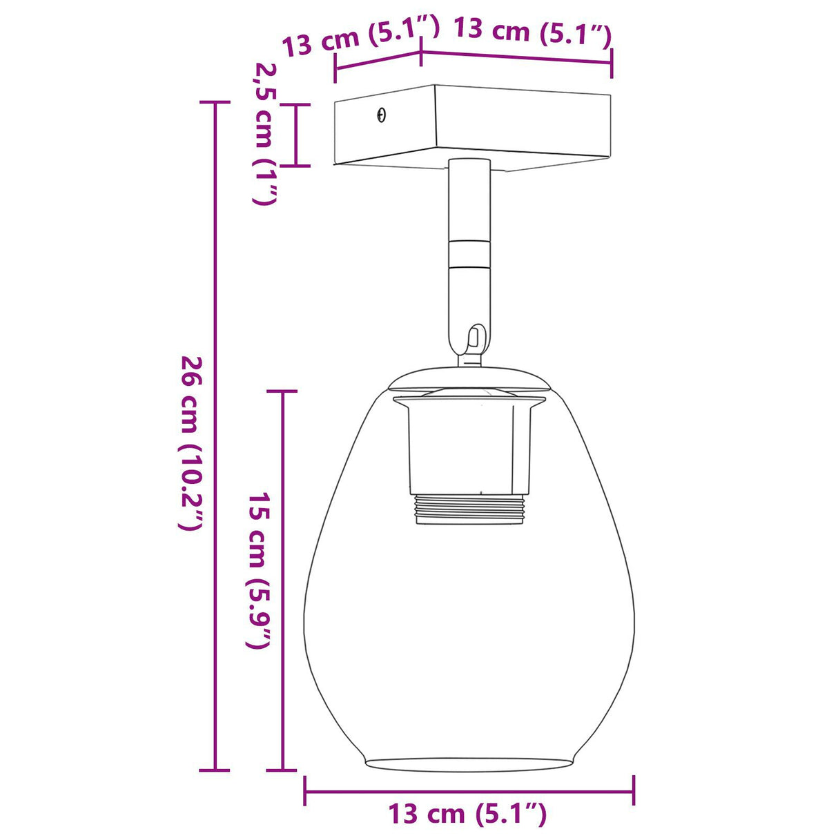 Ceiling Lights With Adjustable Glass Lampshade Anthracite E27