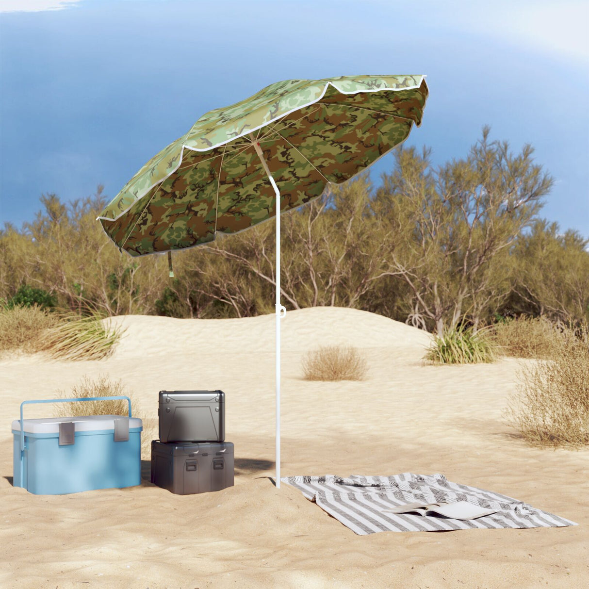 Beach Parasol With Aluminium Pole Camouflage 240 Cm