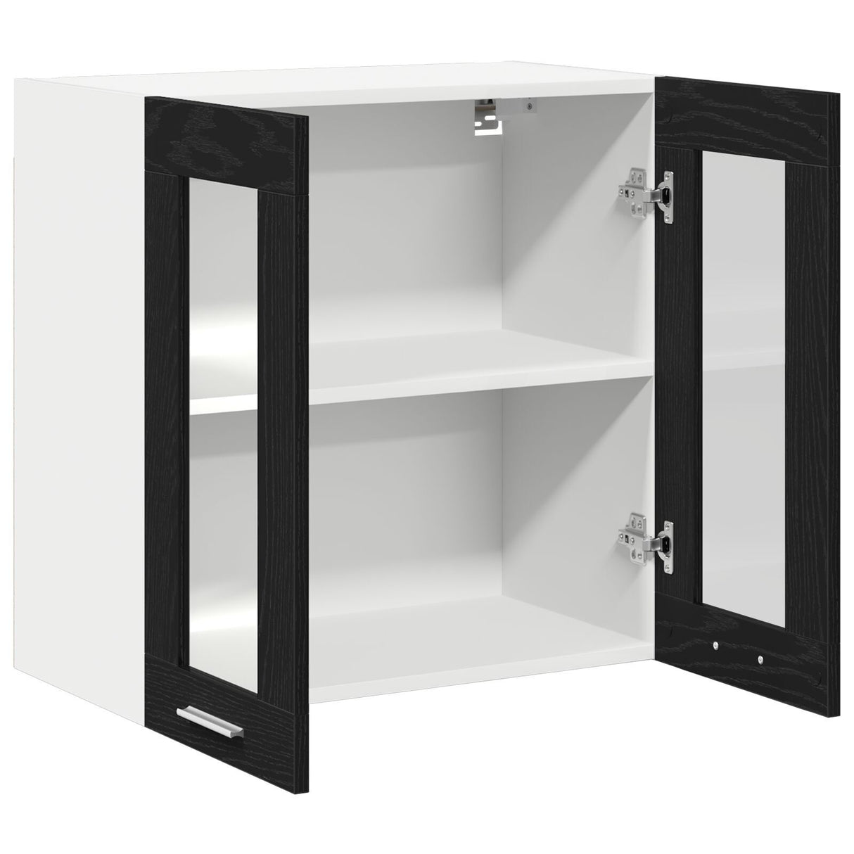 Hanging Glass Cabinet In Black Oak - 60X31X60 Cm, Made From Engineered Wood