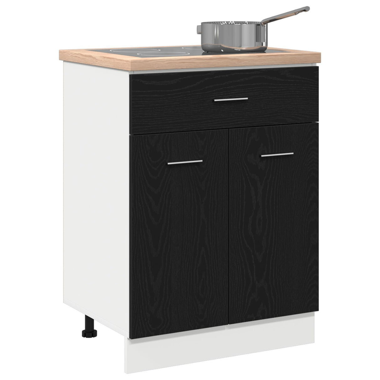 Black Oak Drawer Bottom Cabinet - 60X46X81.5 Cm Made From Engineered Wood