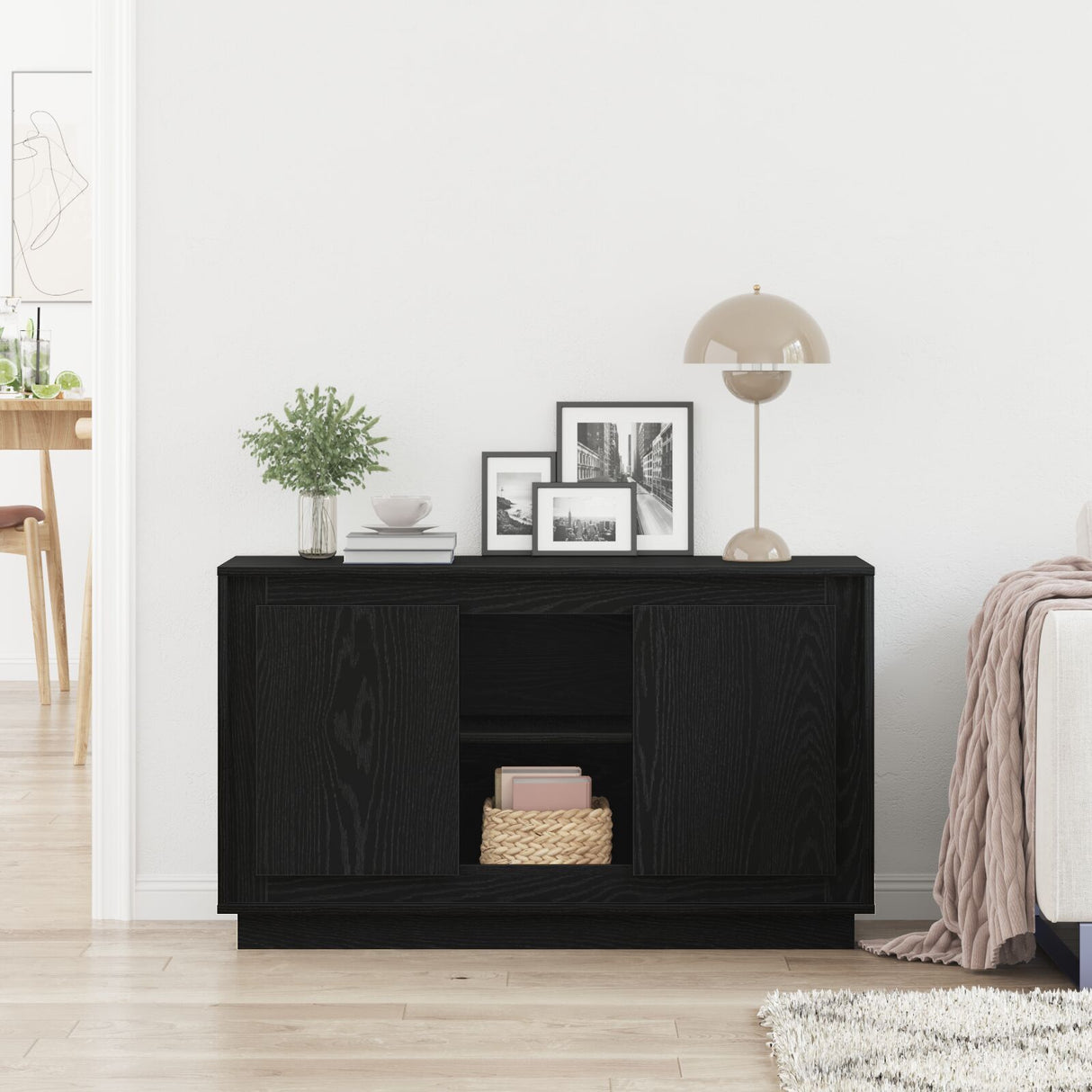 Sideboard Black Oak 102X35X60 Cm Engineered Wood