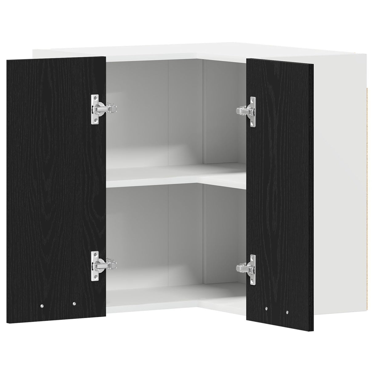 Hanging Corner Cabinet - Black Oak - 57X57X60 Cm - Made From Engineered Wood