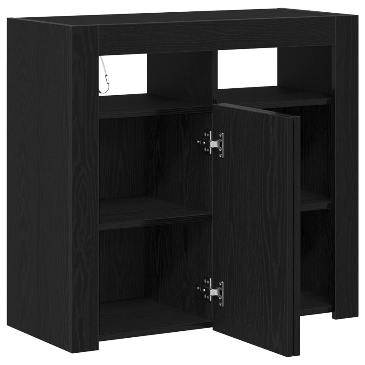 Sideboard With Led Lights - Black Oak - 80X35X75 Cm - Engineered Wood