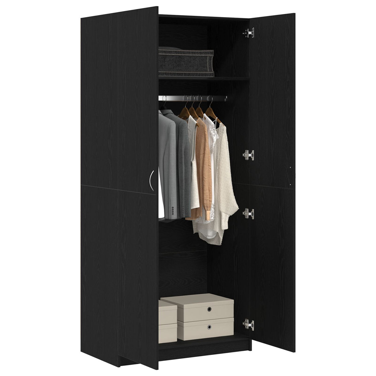 Wardrobe Black Oak Engineered Wood 90X52X200 Wardrobe