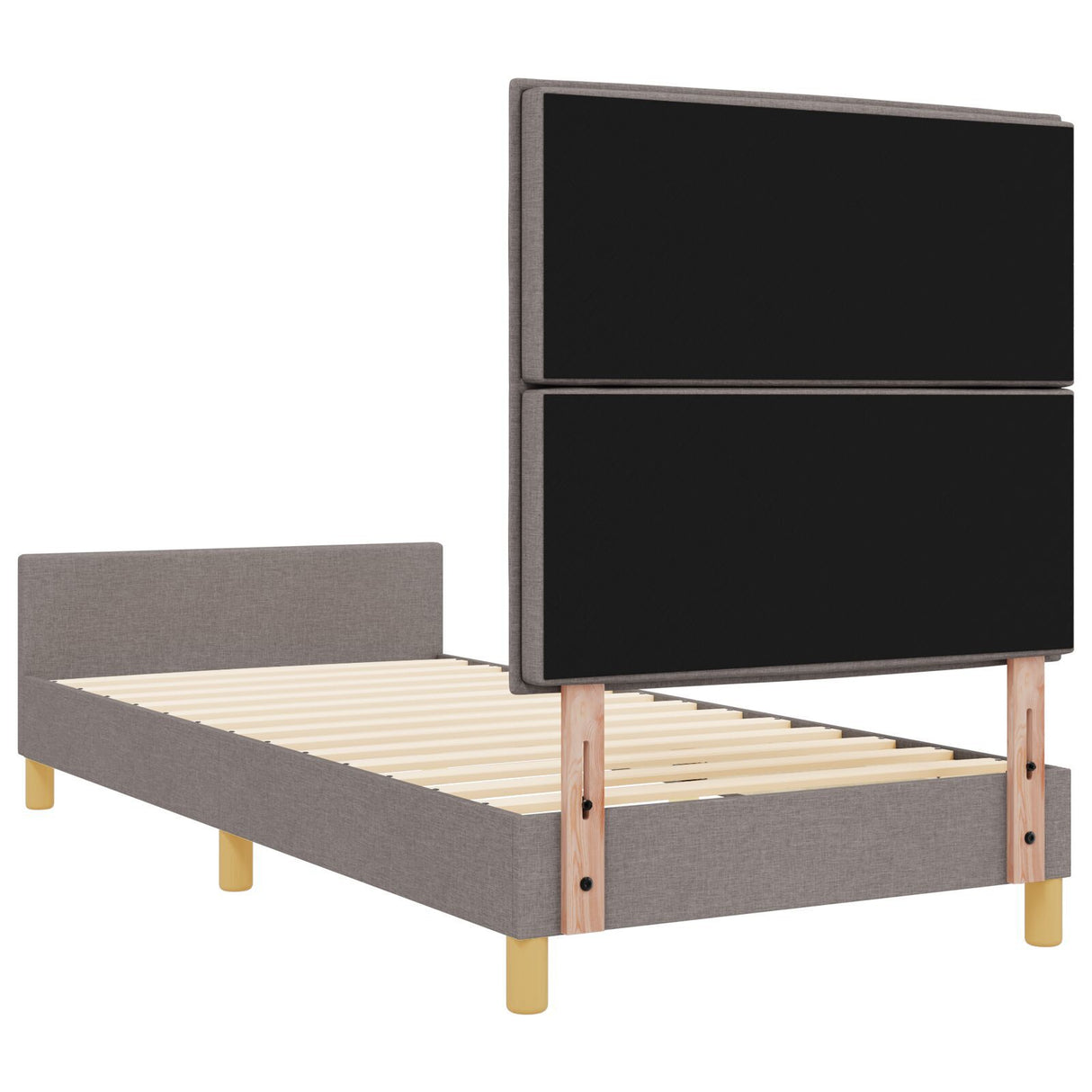 Bed Frame In Taupe, 80X200 Cm, Fabric