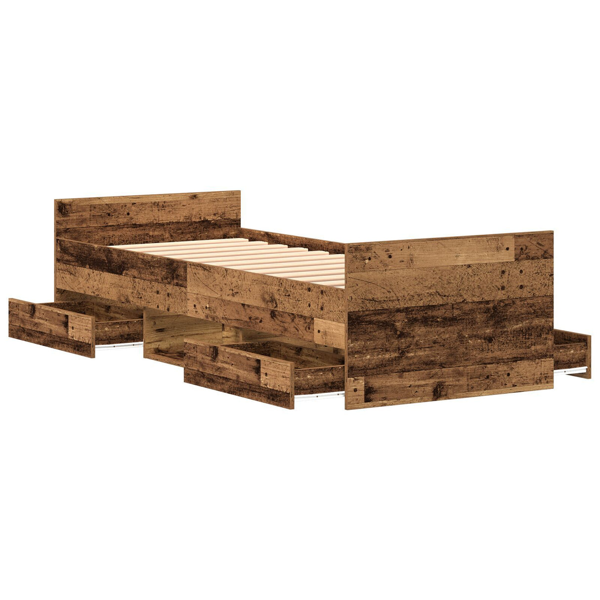 Bed Frame Without Mattress Old Wood 75X190 Cm Engineered Wood