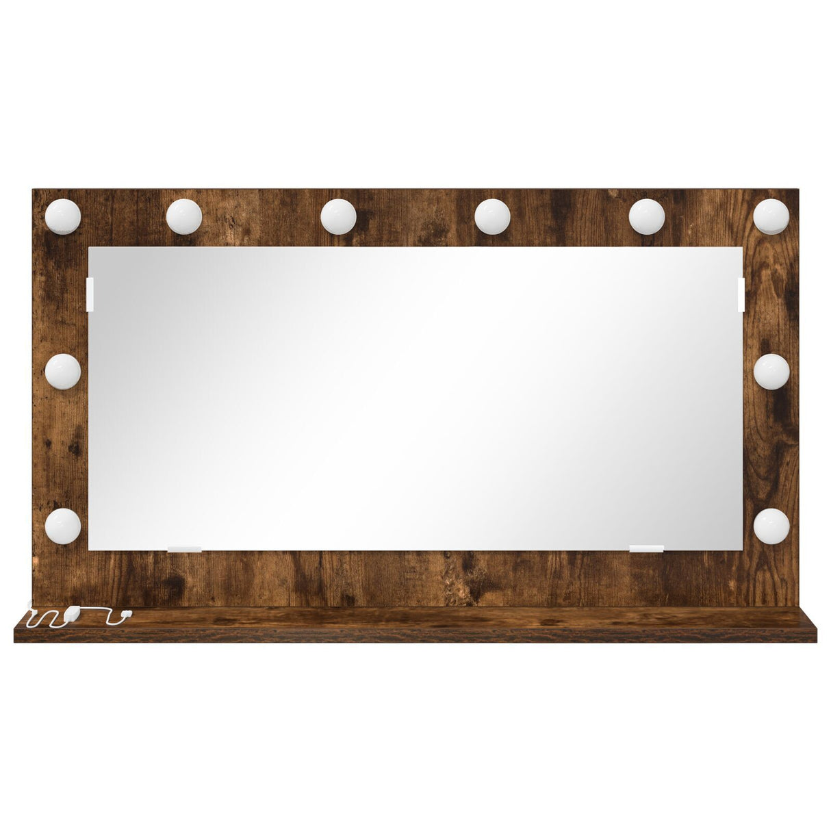Vanity Mirror Smoked Oak, Silver Wood, Glass 80 X 45 Cm Mirror