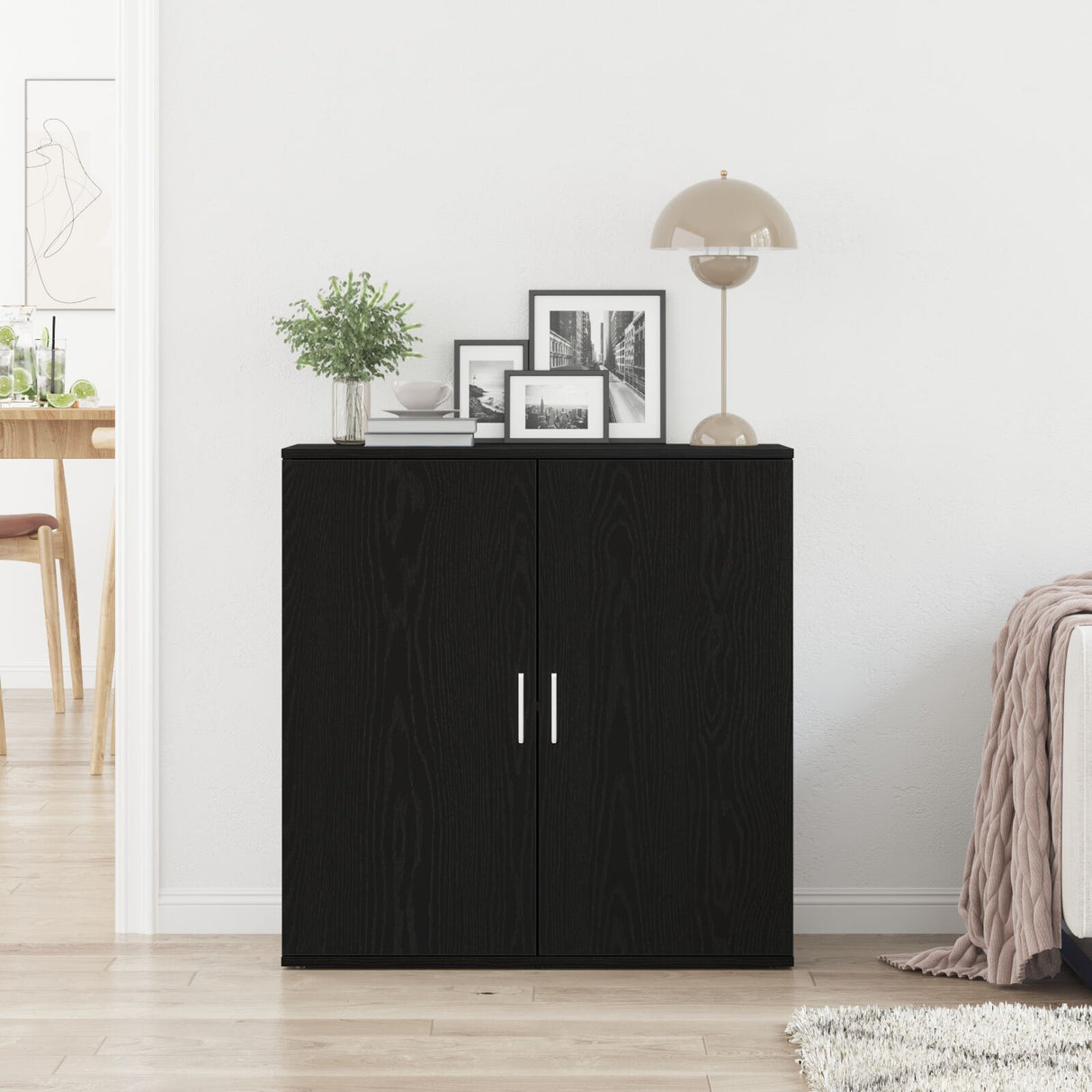 Sideboard Black Oak 79X38X80 Cm Engineered Wood