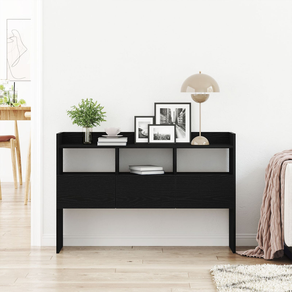 Black Oak Sideboard 105X30X70 Cm Made From Engineered Wood