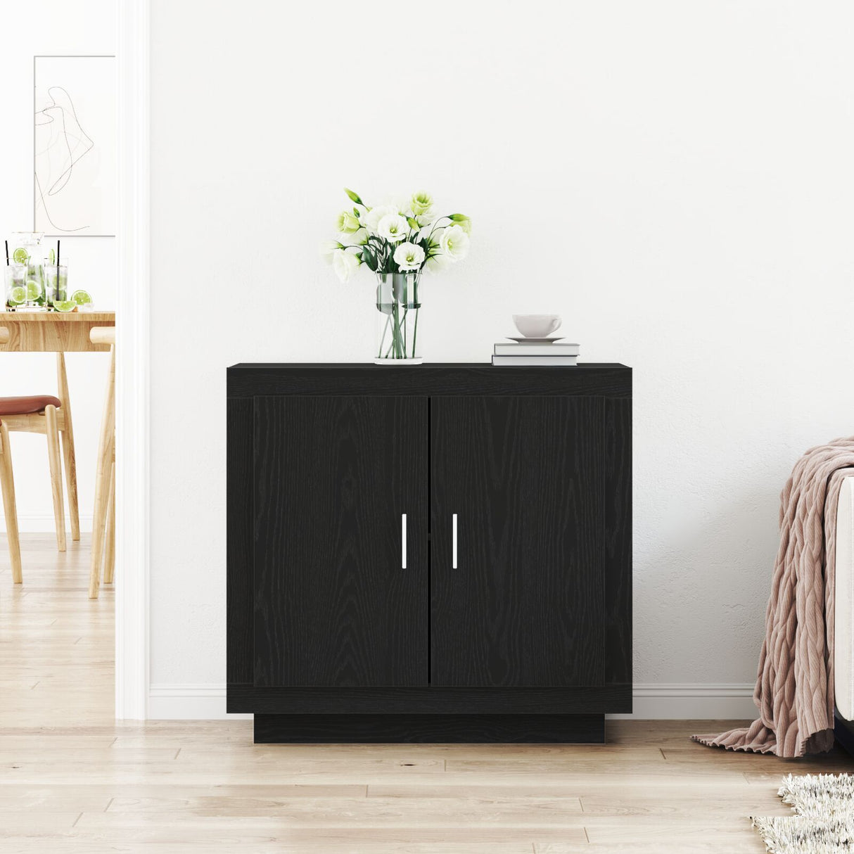 Sideboard Black Oak 80X40X75 Cm Engineered Wood