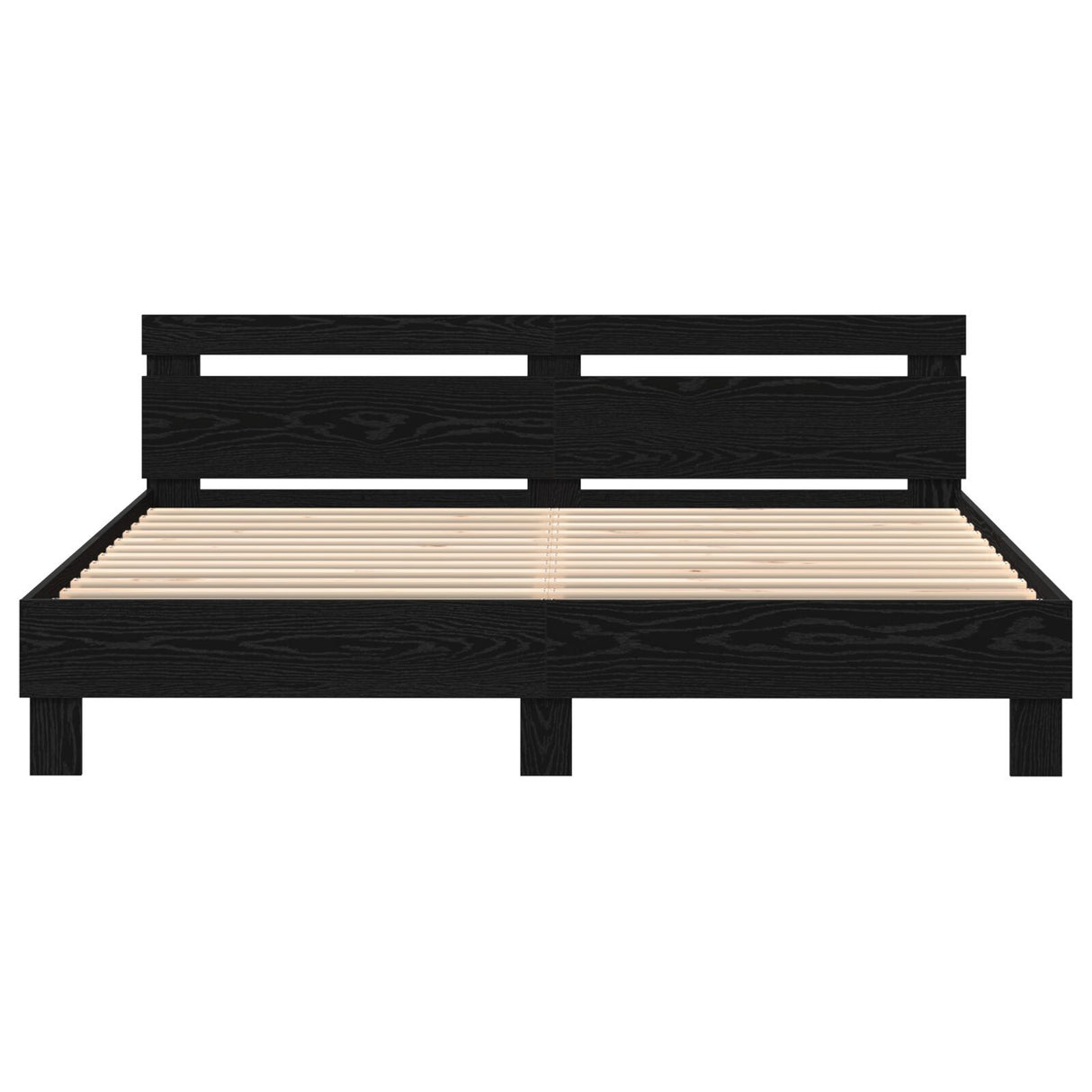 Oak Bed Frame Black Oak Solid Oak Wood 180 X 200 Cm Sturdy