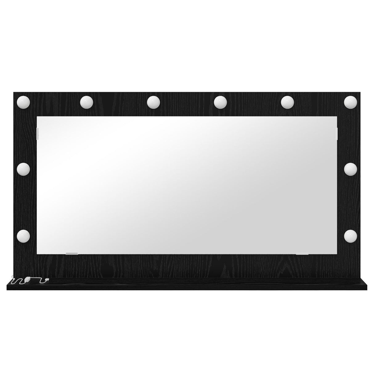 Vanity Mirror With Led Lights Black Oak 100X55X18 Cm
