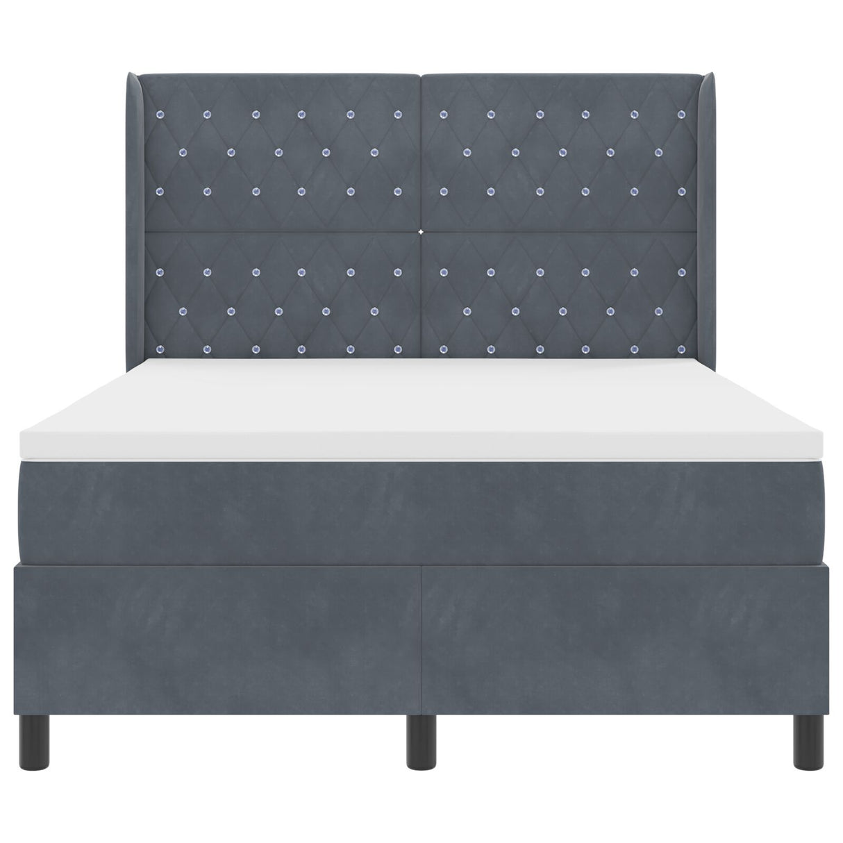 Box Spring Bed With Mattress & Led Dark Grey 140X190 Cm Velvet