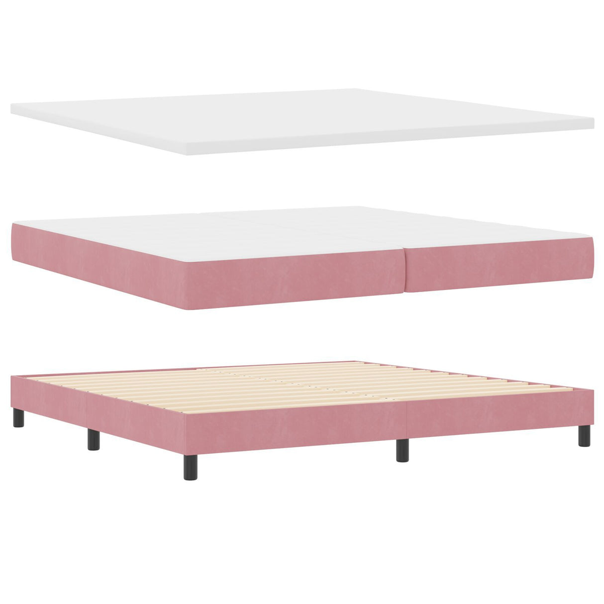 Box Spring Bed With Mattress Pink 200X200 Cm Velvet