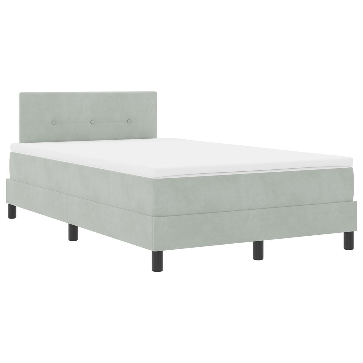 Box Spring Bed With Mattress & Led Light Grey 120X190 Cm Velvet