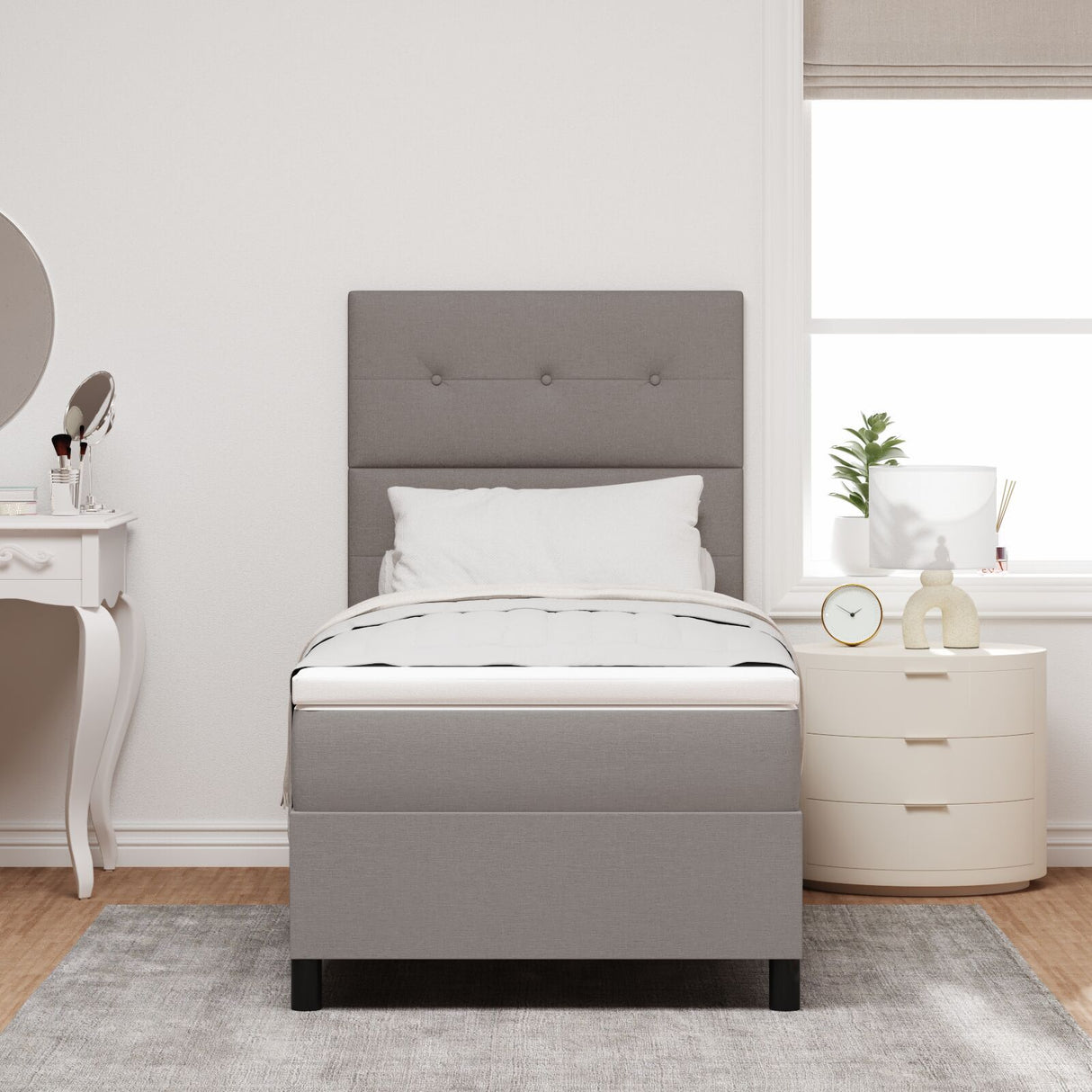 Box Spring Bed With Mattress Taupe 80X200 Cm Fabric