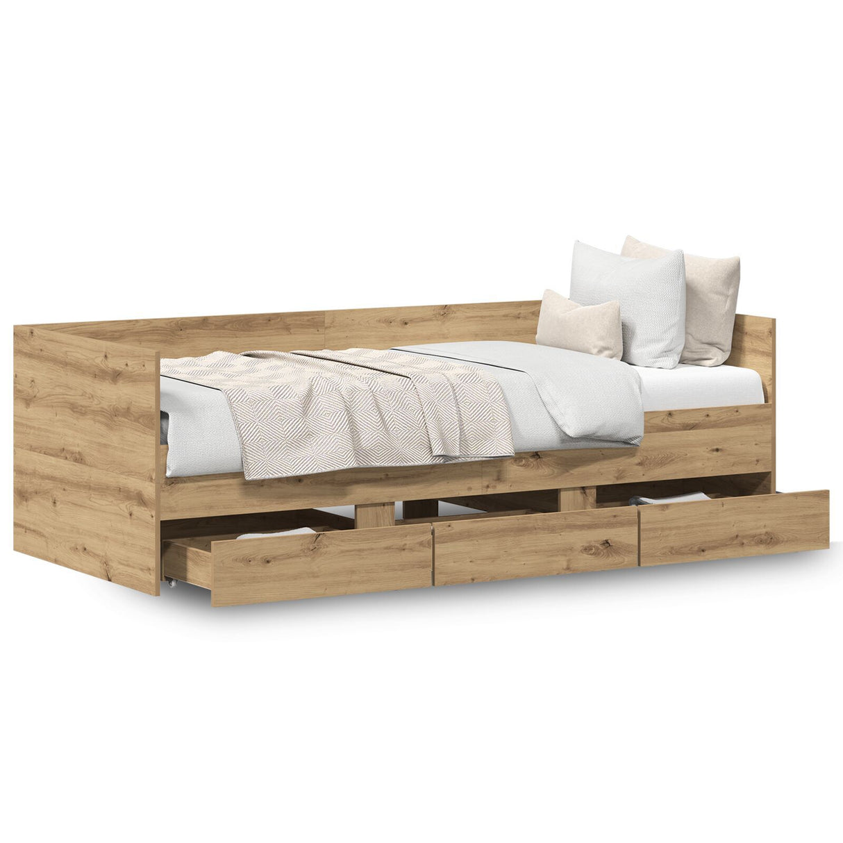 Daybed Artisan Oak Engineered Wood 90 X 200 Cm Durable Daybed