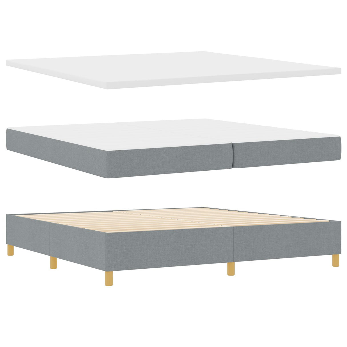 Box Spring Bed With Mattress Light Grey 200X200 Cm Fabric