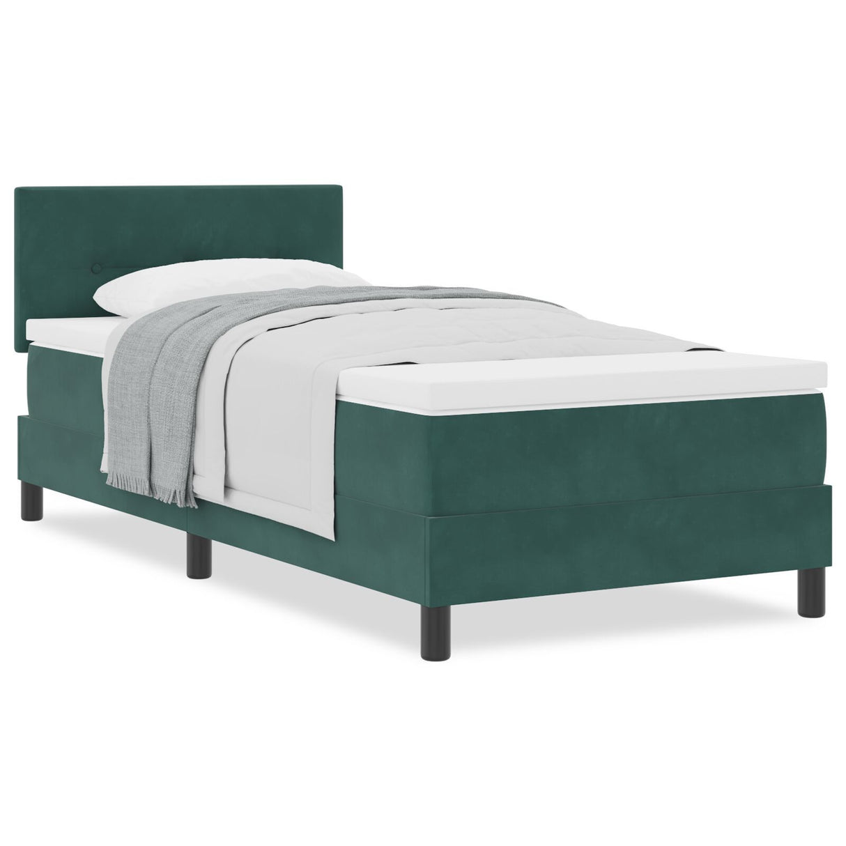 Box Spring Bed With Mattress Dark Green 80X200 Cm Velvet