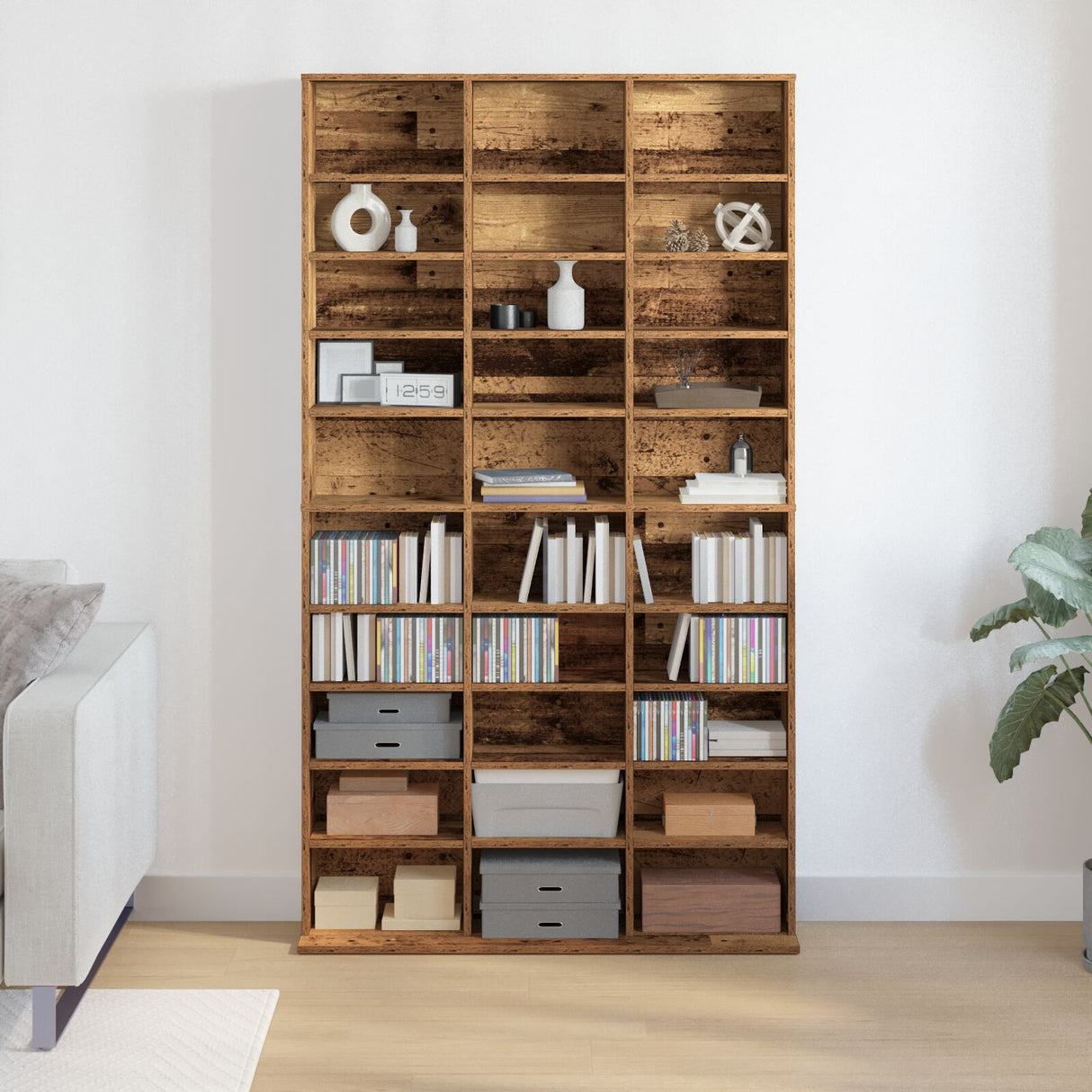 Cd Cabinet - Old Wood - 101X23X177.5 Cm - Engineered Wood