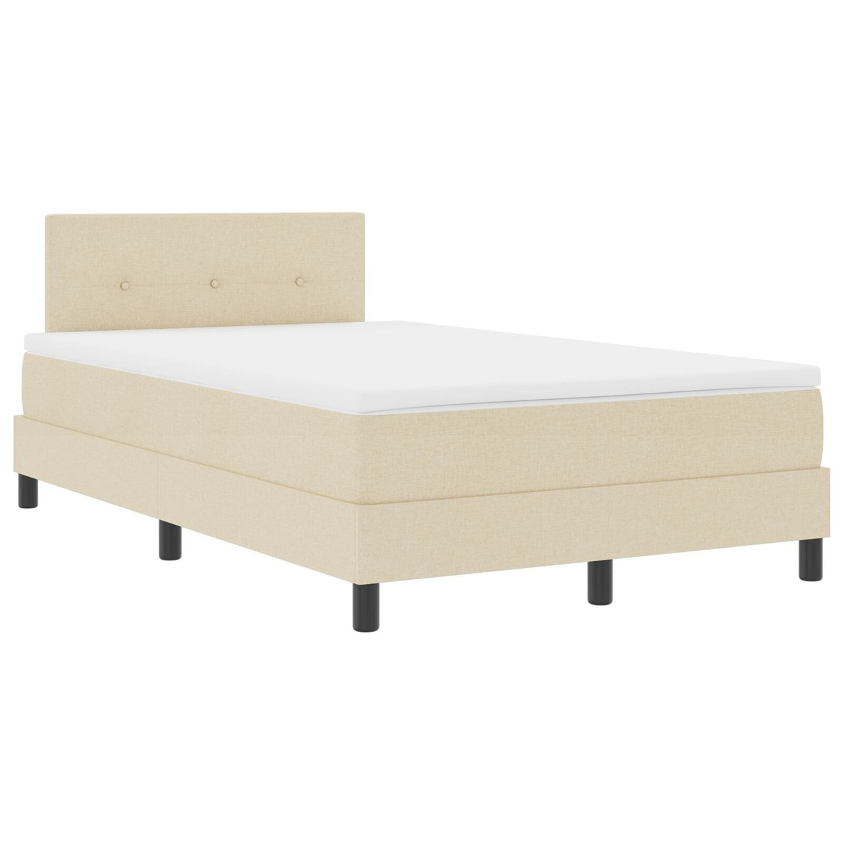 Box Spring Bed With Mattress & Led Cream 120X190 Cm Fabric
