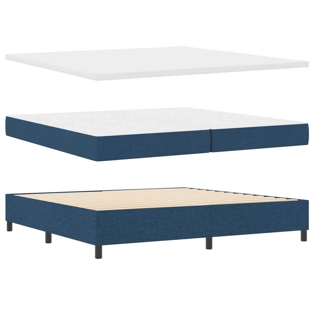 Box Spring Bed With Mattress & Led Blue 200X200 Cm Fabric