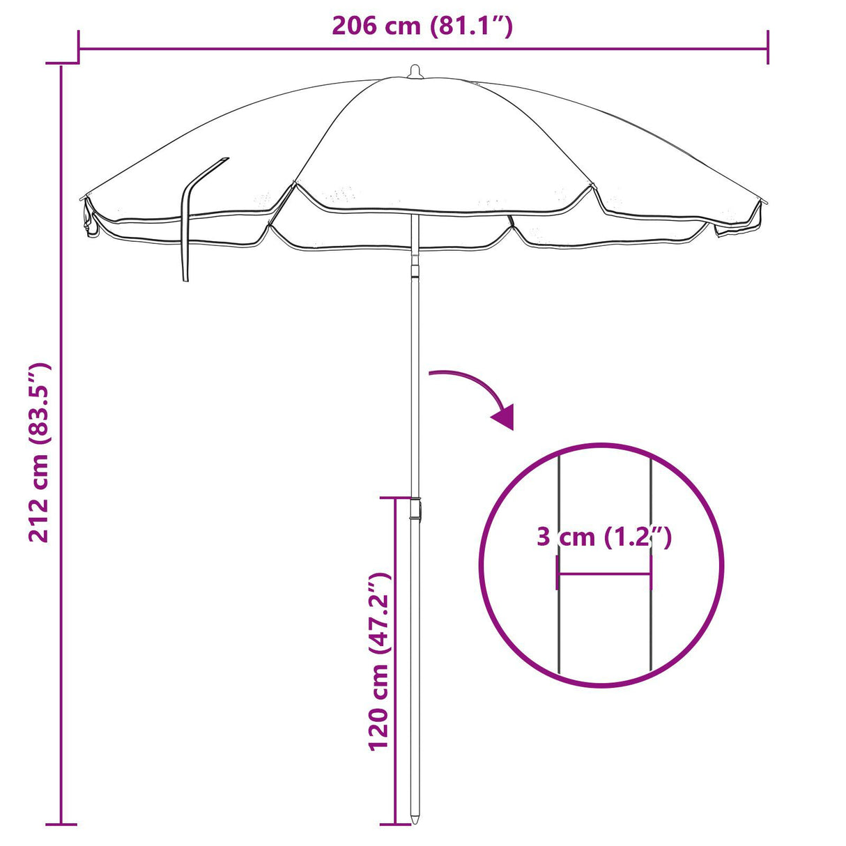Beach Parasol With Aluminium Pole Blue & White 240 Cm