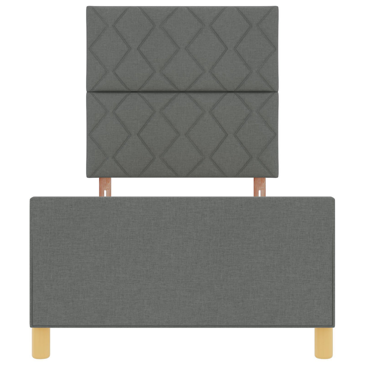 Bed Frame Dark Grey Wood, Fabric 100 X 200 Cm Stylish Design