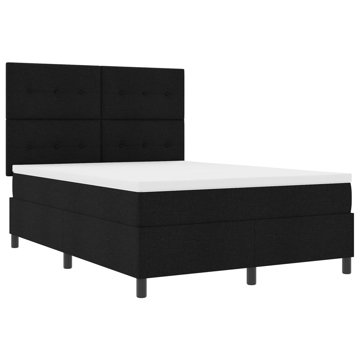 Box Spring Bed With Mattress & Led Black 160X200 Cm Fabric