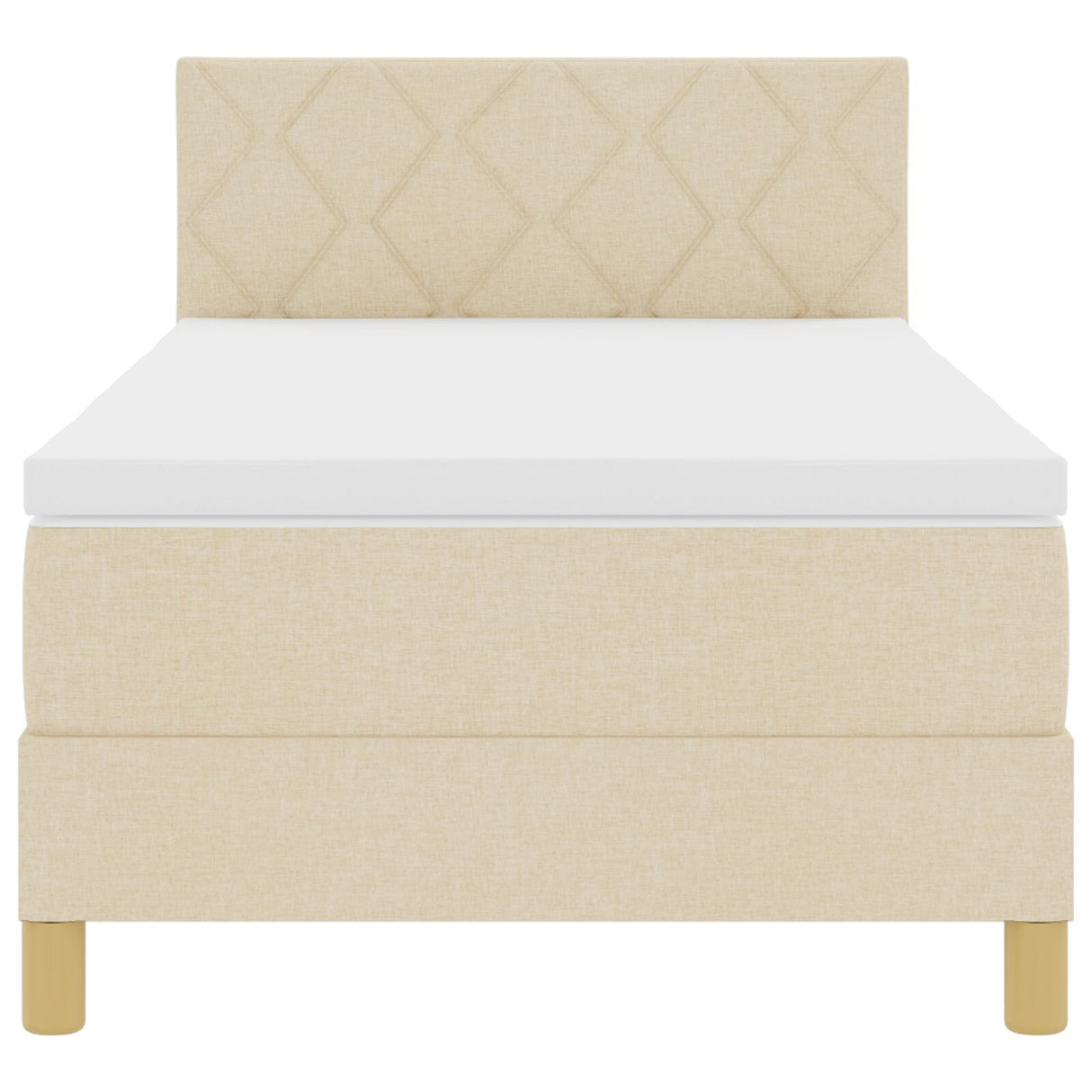 Box Spring Bed With Mattress & Led Cream 90X200 Cm Fabric