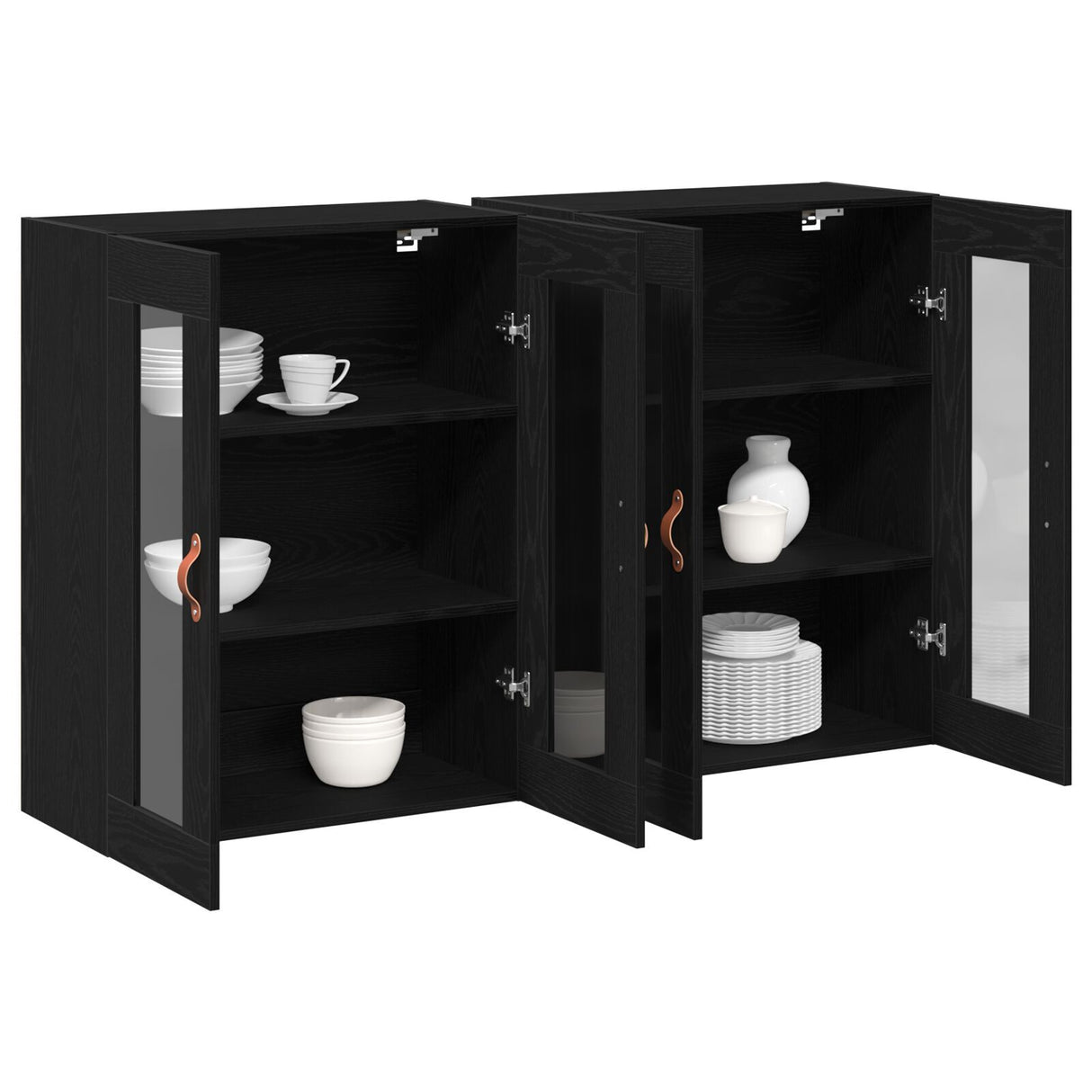 Wall Mounted Cabinets 2 Pcs Black Oak 69,5X34X90 Cm Engineered Wood