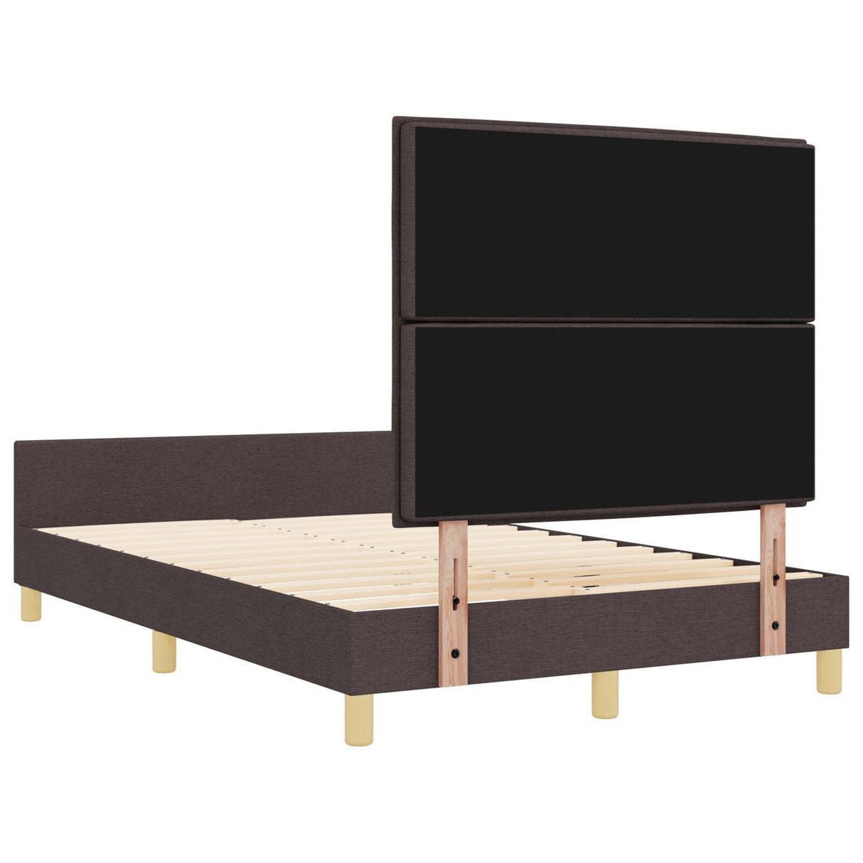 Dark Brown Fabric Bed Frame 140X190 Cm