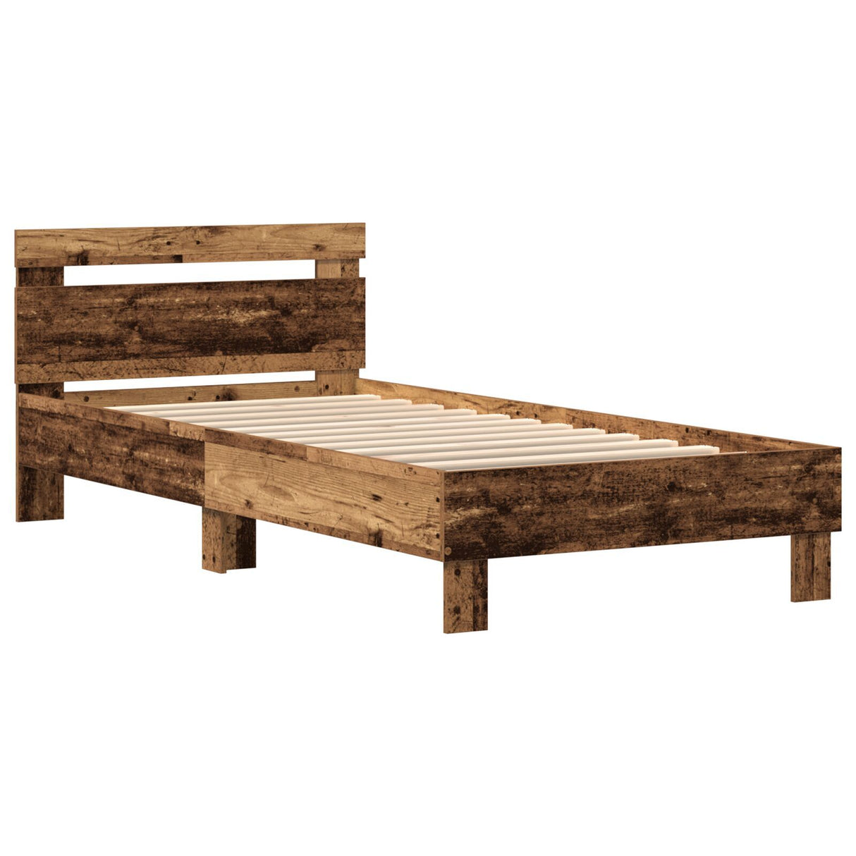 Bed Frame With Led Lights Old Wood 75X190 Cm Engineered Wood