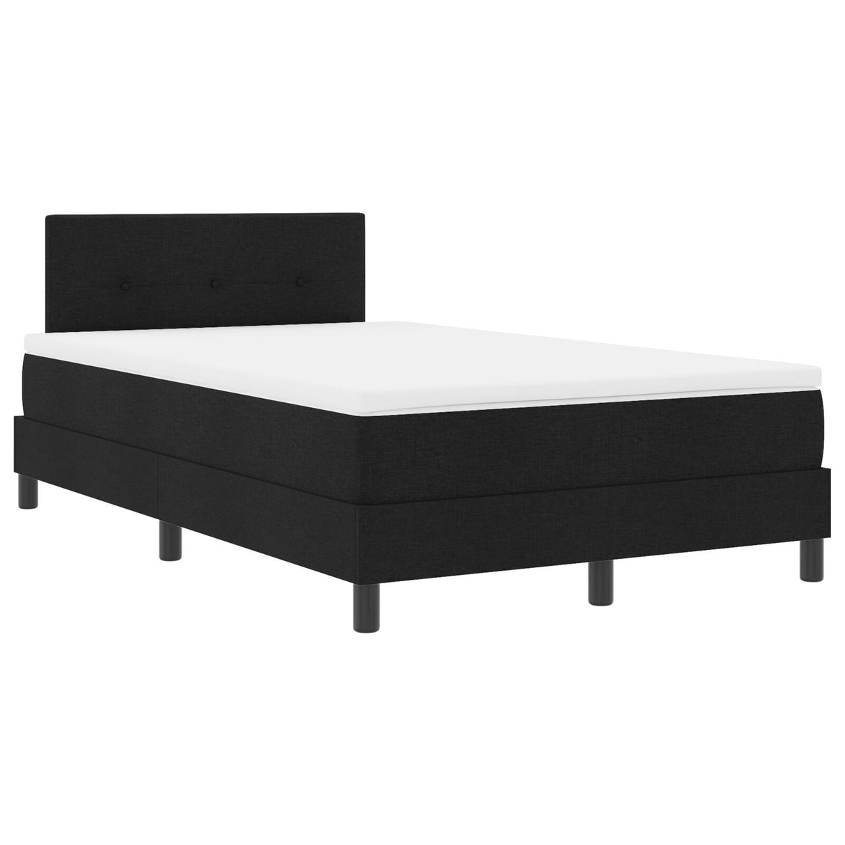 Box Spring Bed With Mattress & Led Black 120X190 Cm Fabric