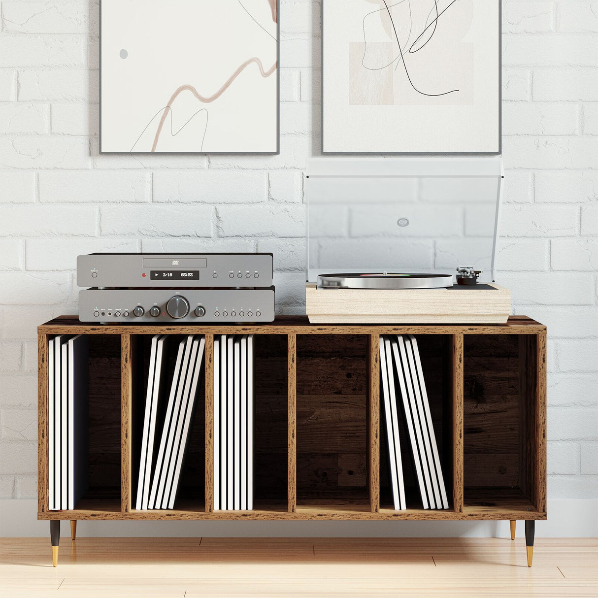 Record Cabinet Artisan Oak 100X38X48 Cm Engineered Wood