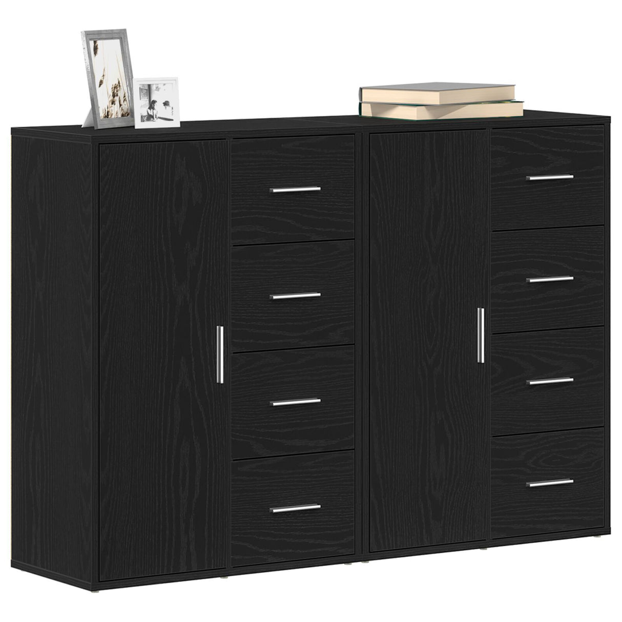 Sideboards 2 Pcs Black Oak 60X31X84 Cm Engineered Wood