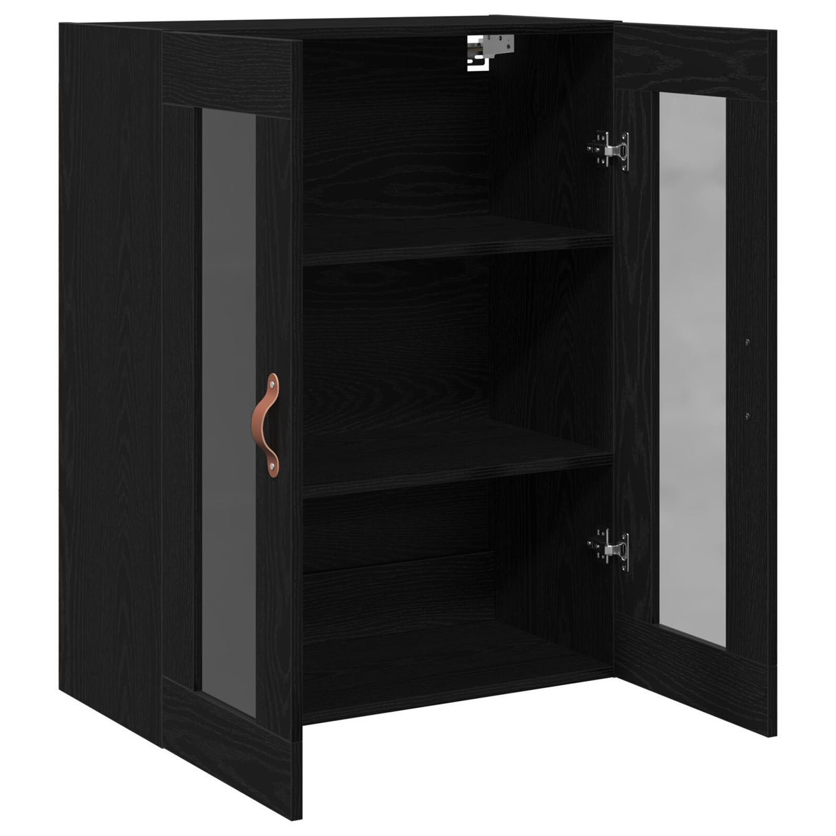 Wall-Mounted Cabinet With Glass Doors Black Oak 69,5X34X90 Cm