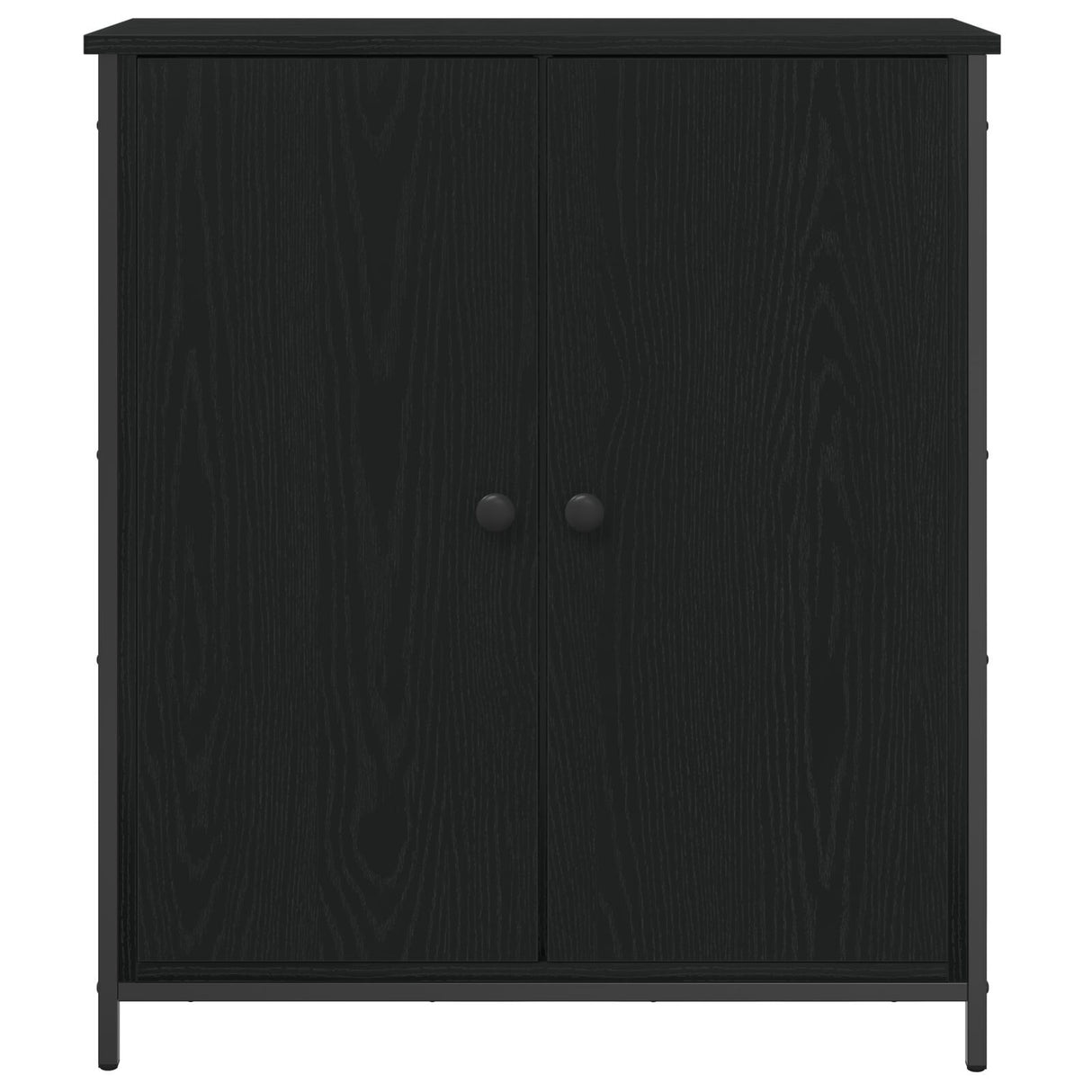 Sideboard Black Oak 70X30X80 Cm Engineered Wood And Steel
