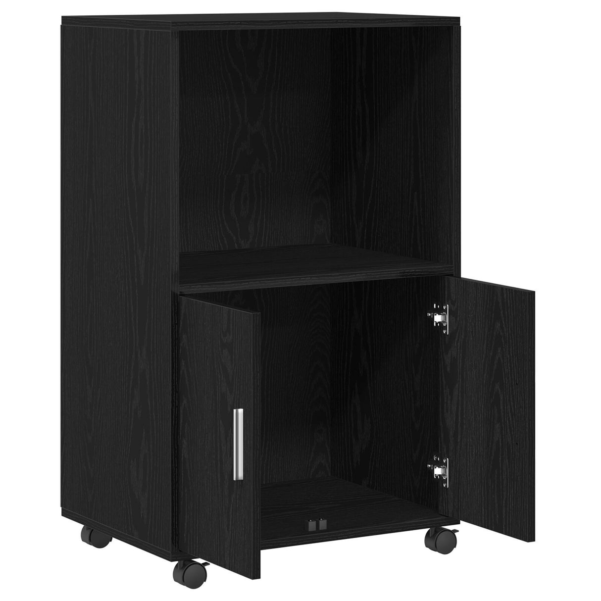 Rolling Cabinet Black Oak 55X40X91 Cm Engineered Wood