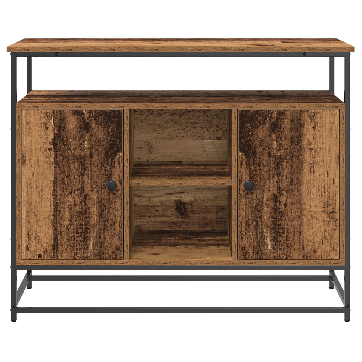 Sideboard Old Wood 100X35X80 Cm Engineered Wood And Steel