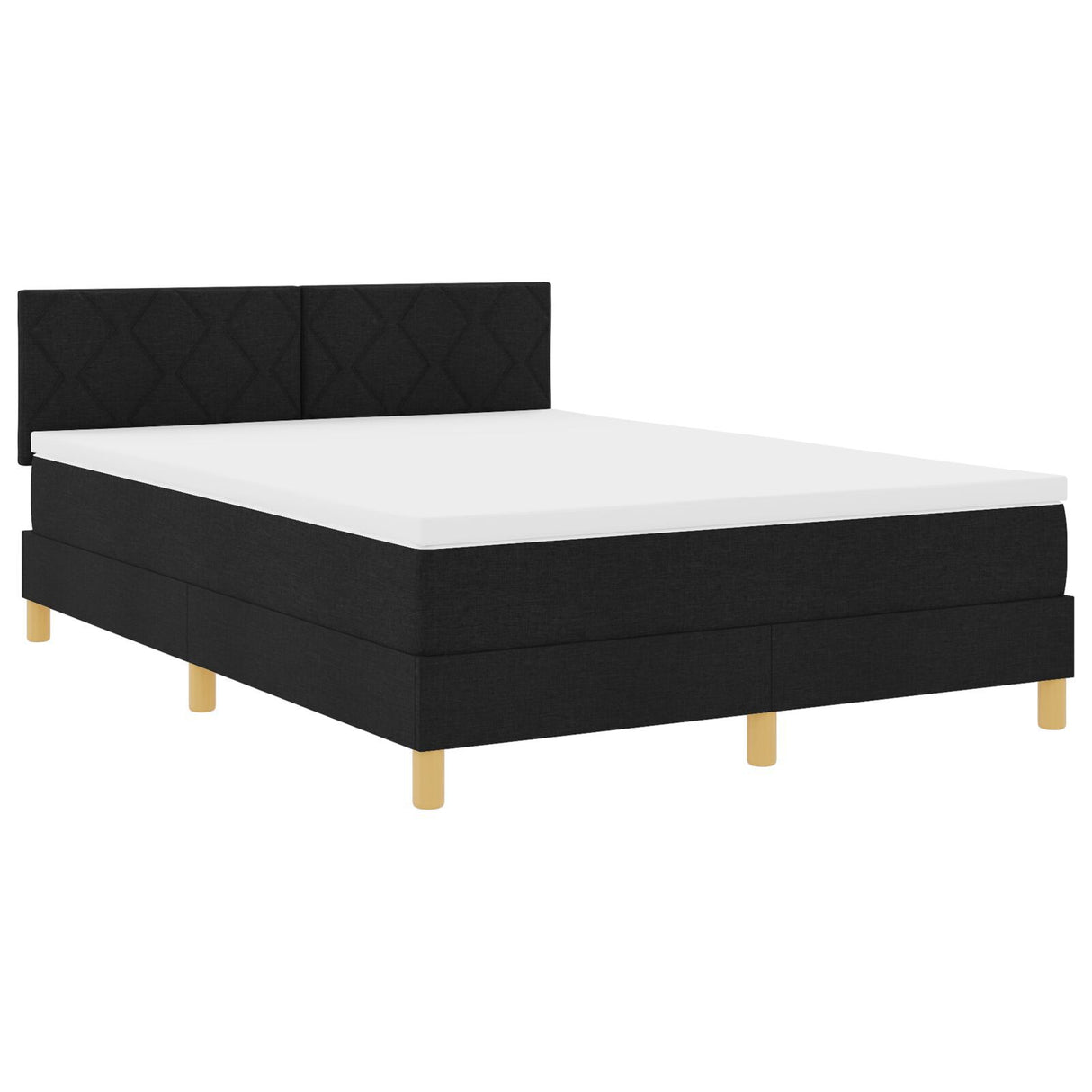 Box Spring Bed With Mattress & Led Black 140X200 Cm Fabric