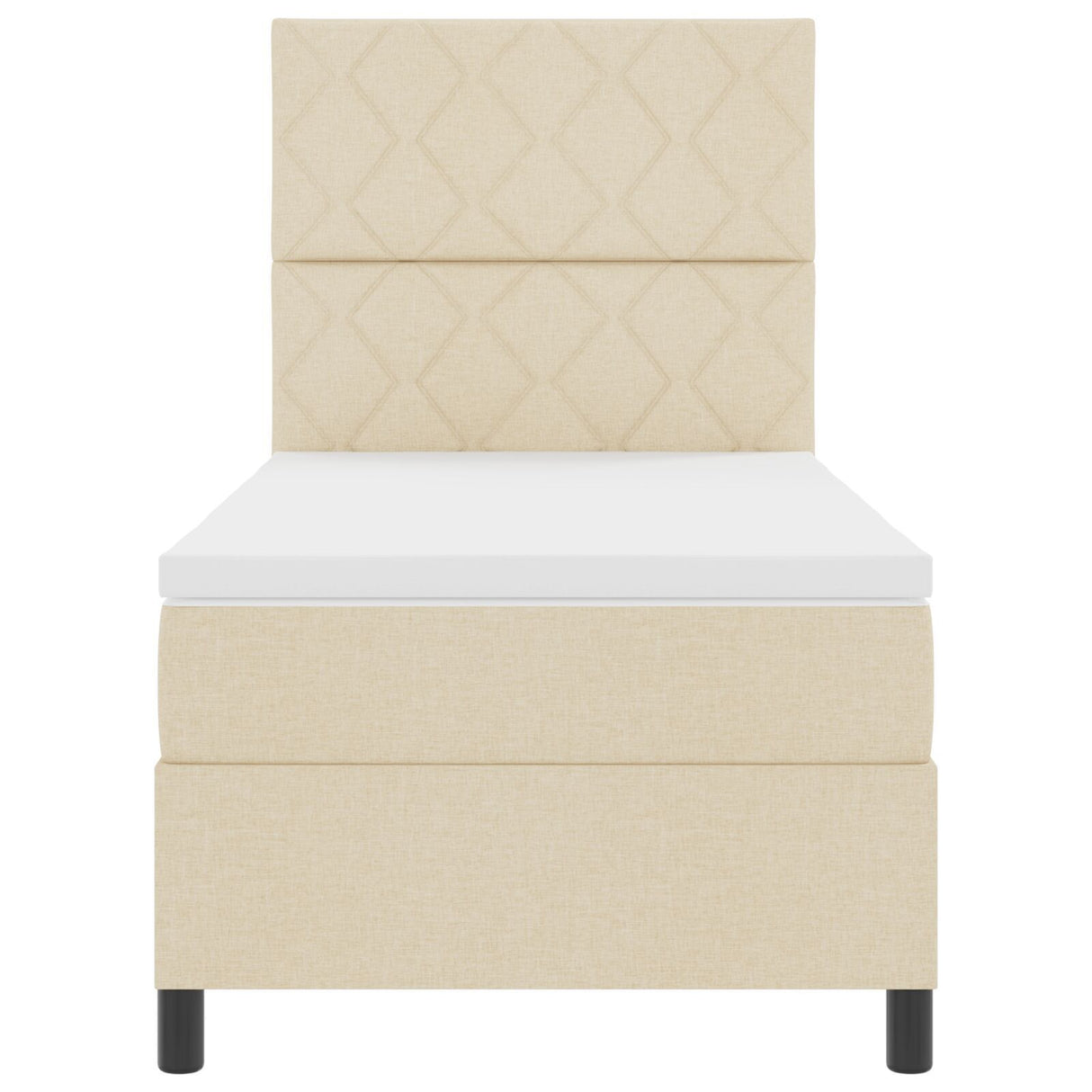 Box Spring Bed With Mattress & Led Cream 100X200 Cm Fabric