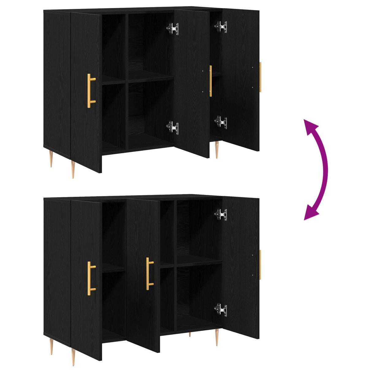 Black Oak Sideboard 90X34X80 Cm Made Of Engineered Wood