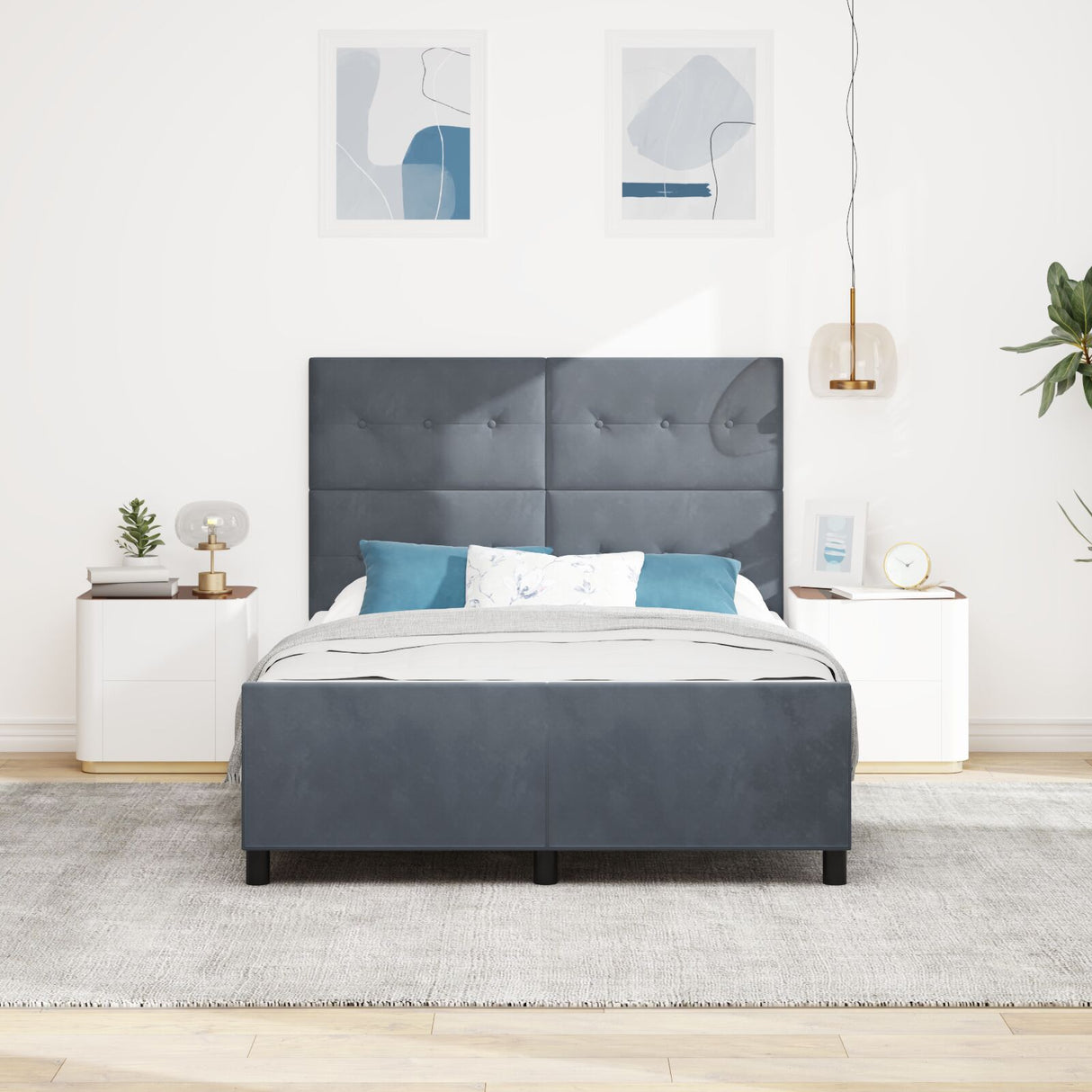 Bed Frame Dark Grey 160X200 Cm Velvet
