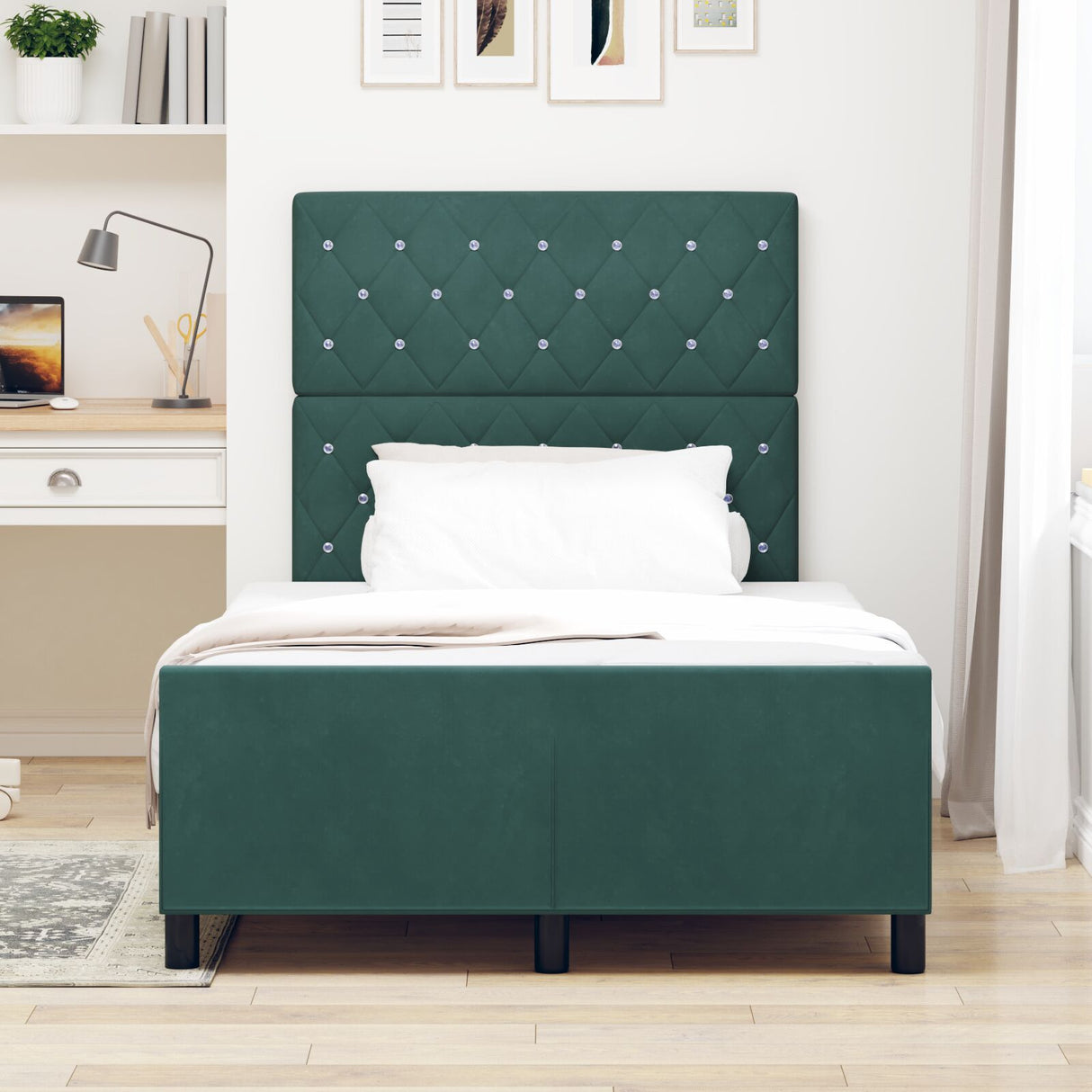 Bed Frame Dark Green 120X200 Cm Velvet