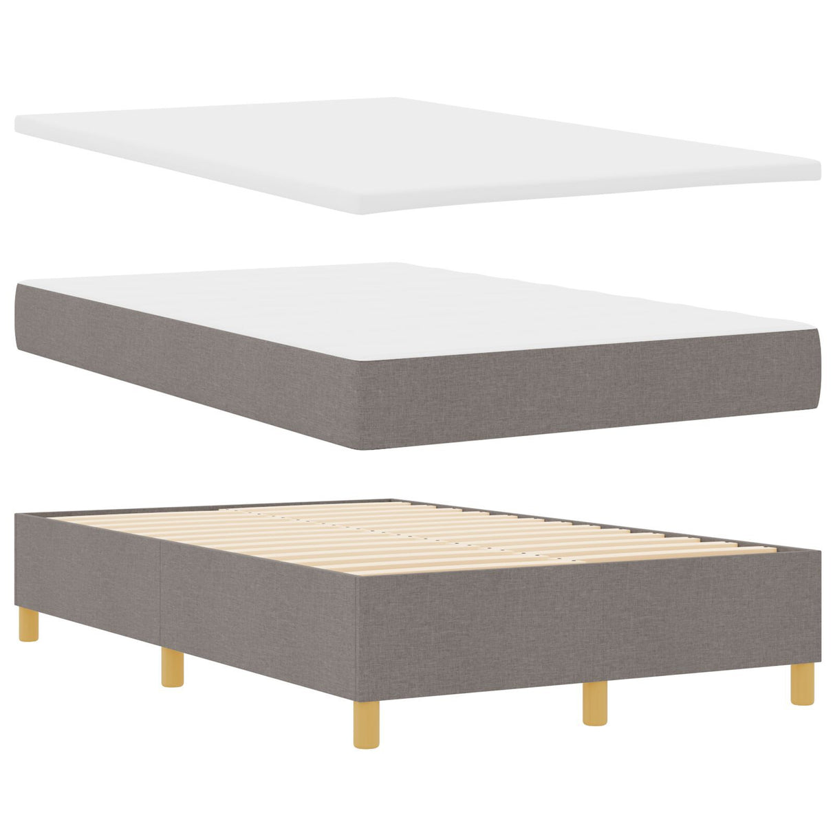 Box Spring Bed With Mattress & Led Taupe 120X200 Cm Fabric