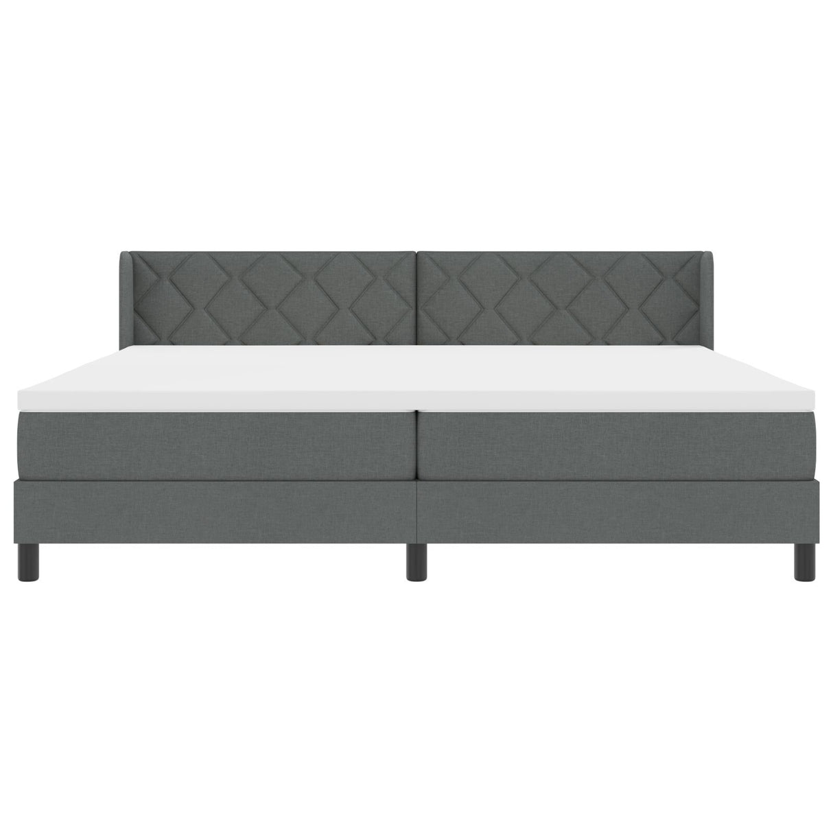Box Spring Bed With Mattress Dark Grey 200X200 Cm Fabric, Headboard Diamond Blocks Design Dark Grey 200 Cm Fabric