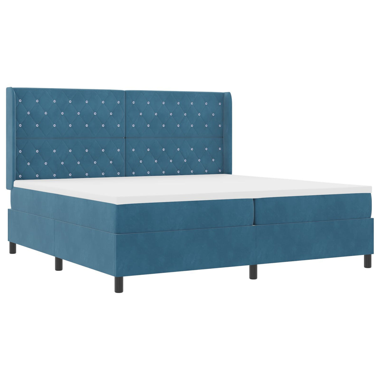 Box Spring Bed With Mattress Dark Blue 200X200 Cm Velvet