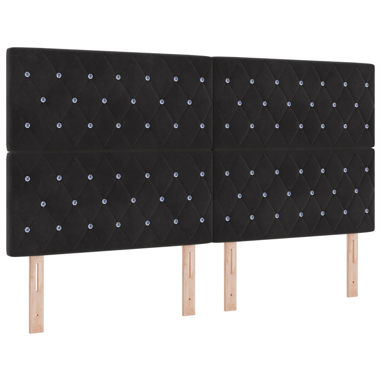 Box Spring Bed With Mattress & Led Black 180X200 Cm Velvet